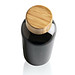 GRS rPET Flasche mit Bambus-Deckel, schwarz