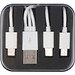 Kunststoffbox mit 3 in 1 USB-Ladekabel, schwarz