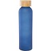 Lume 500 ml Flasche aus mattiertem Kalknatronglas mit Bambusdeckel, Ozeanblau