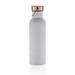Moderne Stainless-Steel Flasche mit Bambusdeckel, weiß