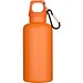 Oregon 400 ml einfarbige RS-zertifizierte Trinkflasche aus recyceltem Kunststoff mit Karabinerhaken, orange