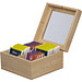 Teeaufbewahrungsbox aus Bambus mit Glasdeckel für 40 Teebeutel, beige