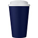 Americano® Eco 350 ml recycelter Becher mit auslaufsicherem Deckel, blau/weiß