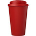 Americano® Eco 350 ml recycelter Becher mit auslaufsicherem Deckel, rot