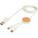 Chechia 150 cm 5-in-1 Kabel aus recyceltem Kunststoff für Datenübertragung und 27W Schnellladung mit Bambusdetails, weiss