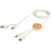 Chechia 150 cm 5-in-1 Kabel aus recyceltem Kunststoff für Datenübertragung und 27W Schnellladung mit Bambusdetails, weiss
