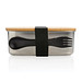 Stainless Steel Lunchbox mit Bambus-Deckel und Göffel, silber