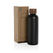 Wood Vakuumflasche aus RCS recyceltem Stainless-Steel, schwarz