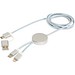 Alasia 150 cm 5-in-1 Kabel aus recyceltem Kunststoff für Datenübertragung und 27W Schnellladung, silber