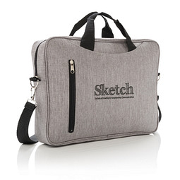 Firmengeschenk Businesstasche Basic – grau – mit Logodruck für 15,6 Zoll Laptops, das funktionale Laptoptasche für das Mitarbeiter-Onboarding