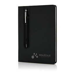XD COLLECTION Notizbuch mit Stylus-Stift Basic Hardcover PU, DIN A5, liniert, schwarz