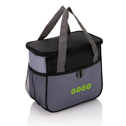 Kundengeschenk Kühltasche Basic 210D Polyester – schwarz-grau – mit Logo bedruckt für Firmen-Events für Picknick & Camping
