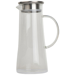 Glaskaraffe mit Deckel aus Edelstahl, 1.400 ml, transparent