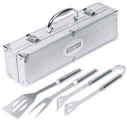 Grillbestecke im Alukoffer, Silber