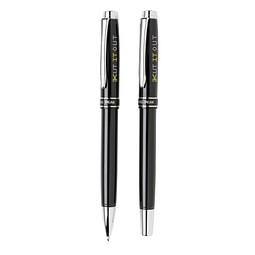 SWISS PEAK® Schreibset Heritage, blaue Mine, schwarz/silber