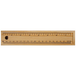 Holzbox mit 8 Buntstiften und Lineal, braun