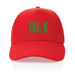 Werbeartikel Impact 5 Panel Kappe Impact – rot – mit Logo bestickt nachhaltige 280gr rCotton Kappe klassisches Baseball Cap für Mitarbeiter