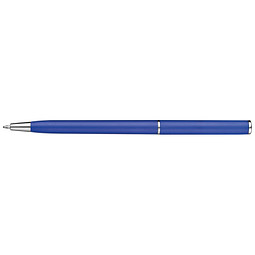 Drehkugelschreiber in schlanker Form aus Kunststoff, blaue Mine, blau