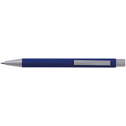 LANCE® Softtouch Metallkugelschreiber Abu-Dhabi, Beschläge silber matt, blaue Mine, blau