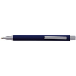 LANCE® Softtouch Metallkugelschreiber Abu-Dhabi, Beschläge silber matt, blaue Mine, dunkelblau