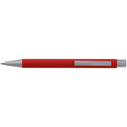LANCE® Softtouch Metallkugelschreiber Abu-Dhabi, Beschläge silber matt, blaue Mine, rot