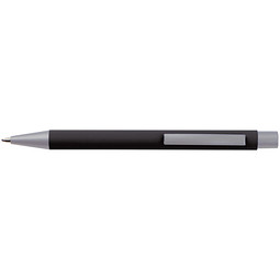 LANCE® Softtouch Metallkugelschreiber Abu-Dhabi, Beschläge silber matt, blaue Mine, schwarz