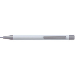 LANCE® Softtouch Metallkugelschreiber Abu-Dhabi, Beschläge silber matt,blaue Mine, weiß
