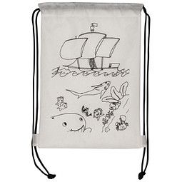 Non-Woven-Kordeltasche inkl. Wachsmalstiften, weiss