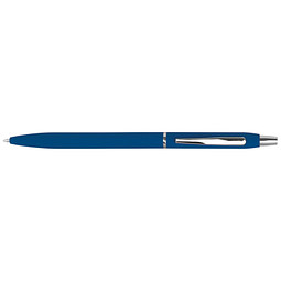 Schlanker, gummierter Druckkugelschreiber, blaue Mine, blau