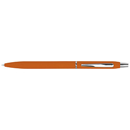 Schlanker, gummierter Druckkugelschreiber, blaue Mine, orange
