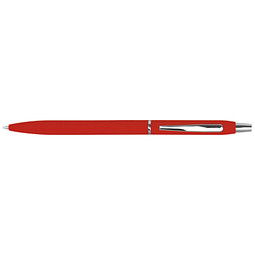 Schlanker, gummierter Druckkugelschreiber, blaue Mine, rot