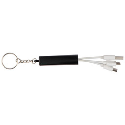 Schlüsselanhänger mit 3 in 1 USB Ladekabel, schwarz