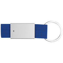 Schlüsselanhänger mit farbigem Stoffbändchen, blau