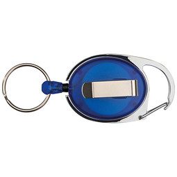 Schlüsselanhänger mit Karabiner und ausziehbarem Schlüsselring, blau