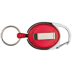 Schlüsselanhänger mit Karabiner und ausziehbarem Schlüsselring, rot