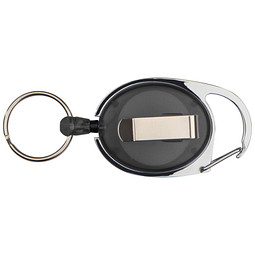 Schlüsselanhänger mit Karabiner und ausziehbarem Schlüsselring, schwarz