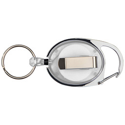 Schlüsselanhänger mit Karabiner und ausziehbarem Schlüsselring, weiß