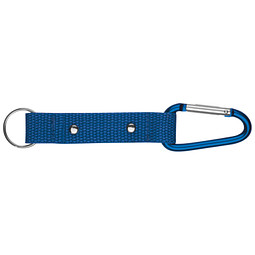 Schlüsselanhänger mit Karabiner und Plättchen aus Metall, blau