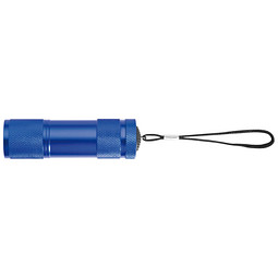 Taschenlampe aus Aluminium mit 9 LEDs, inkl. Batterien in einer Box, blau