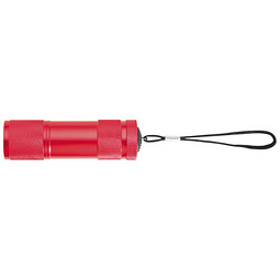 Taschenlampe aus Aluminium mit 9 LEDs, inkl. Batterien in einer Box, rot