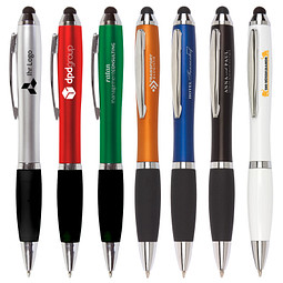 Touch-Pen Kugelschreiber Kuba, blaue Mine, grün/metallic