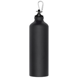 Aluminium-Trinkflasche mit Karabinerhaken, 800 ml, schwarz-matt