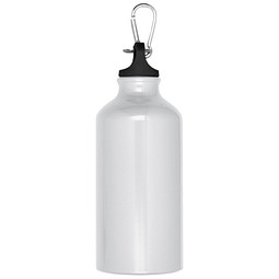 Trinkflasche aus Aluminium mit Karabinerhaken, 500 ml, weiss