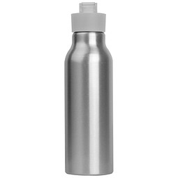 Trinkflasche aus Aluminium mit Silikondeckel, 600 ml, grau