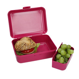 Firmengeschenk Vorratsdose School-Box – weiß – mit Logo bedruckt, BPA-frei, PP, Trennschale, nachhaltige Mehrwegdose für CSR-Promotions