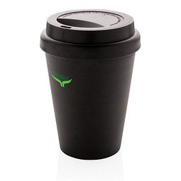 XD COLLECTION Wiederverwendbarer doppelwandiger Kaffeebecher, 300 ml, schwarz