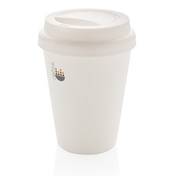 XD COLLECTION Wiederverwendbarer doppelwandiger Kaffeebecher, 300 ml, weiß
